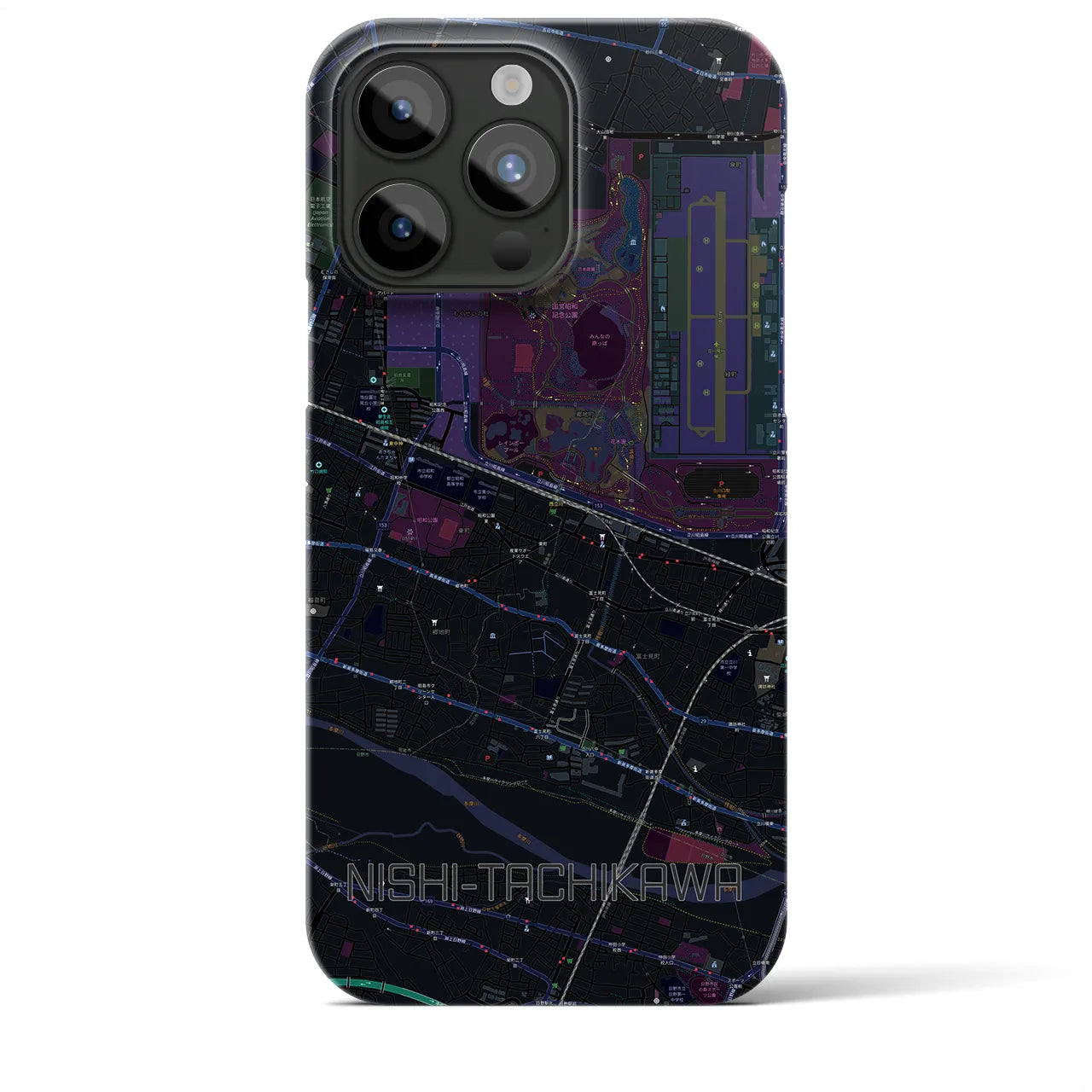 【西立川(東京都)】地図柄iPhoneケース(バックカバータイプ)