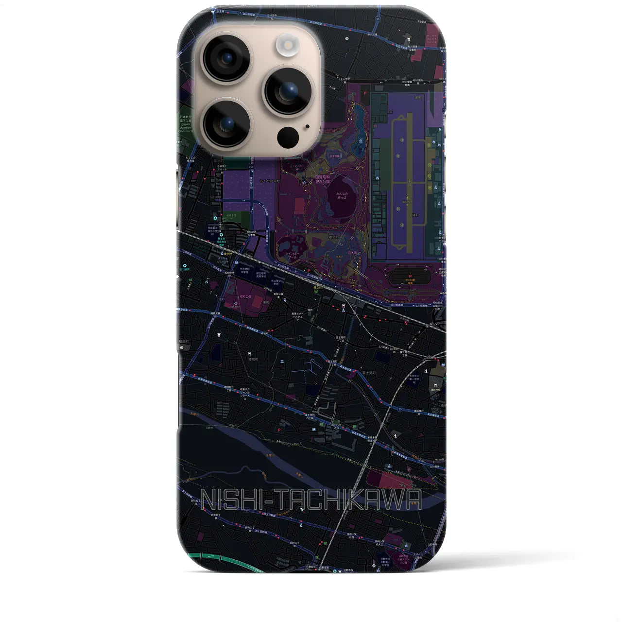 【西立川(東京都)】地図柄iPhoneケース(バックカバータイプ)