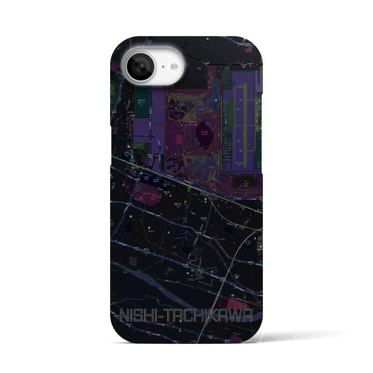 【西立川(東京都)】地図柄iPhoneケース(バックカバータイプ)