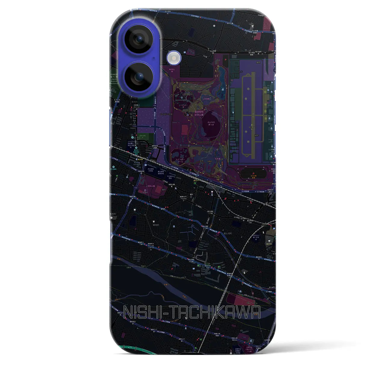 【西立川(東京都)】地図柄iPhoneケース(バックカバータイプ)