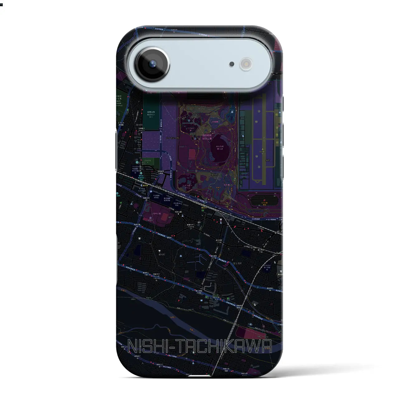 【西立川(東京都)】地図柄iPhoneケース(バックカバータイプ)