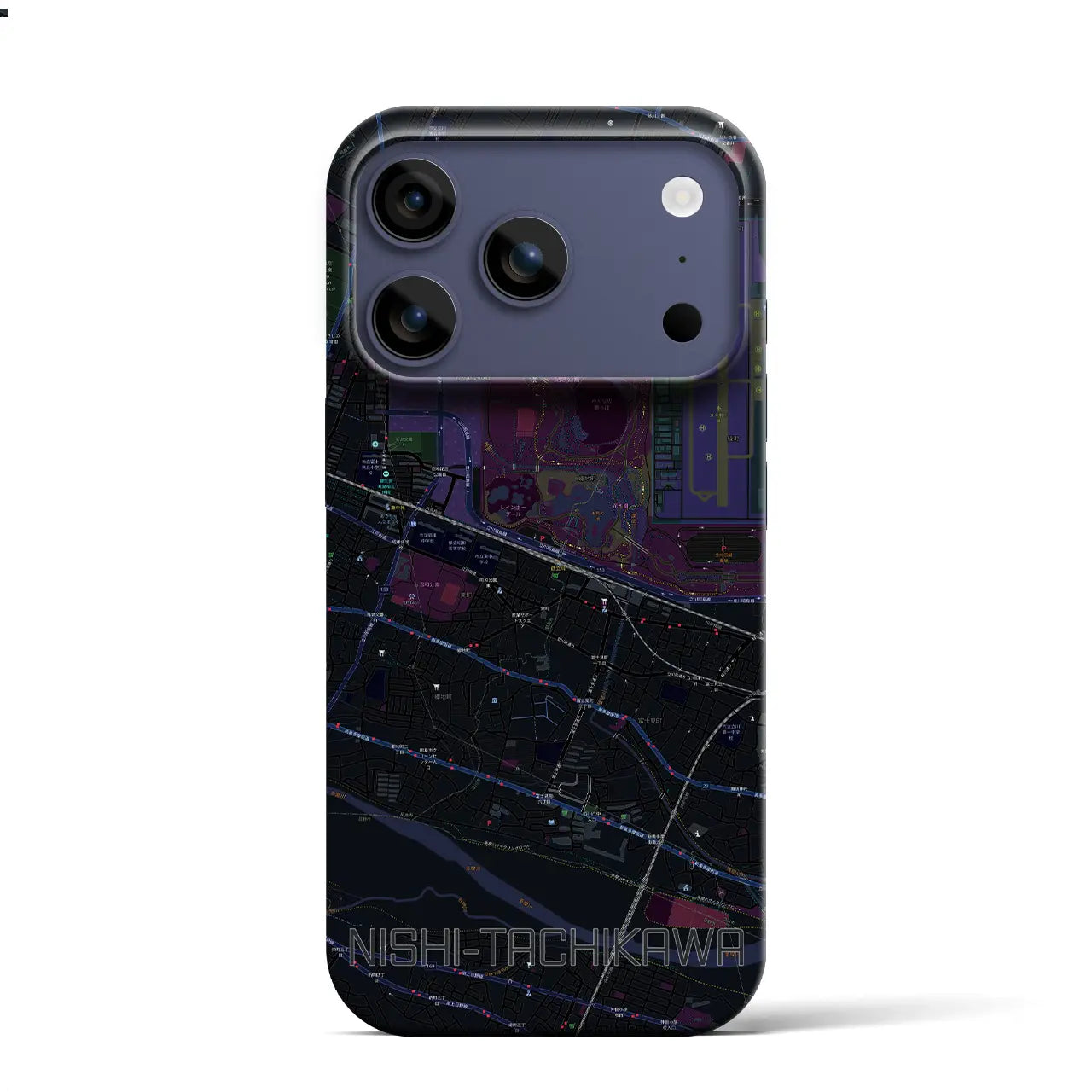 【西立川(東京都)】地図柄iPhoneケース(バックカバータイプ)