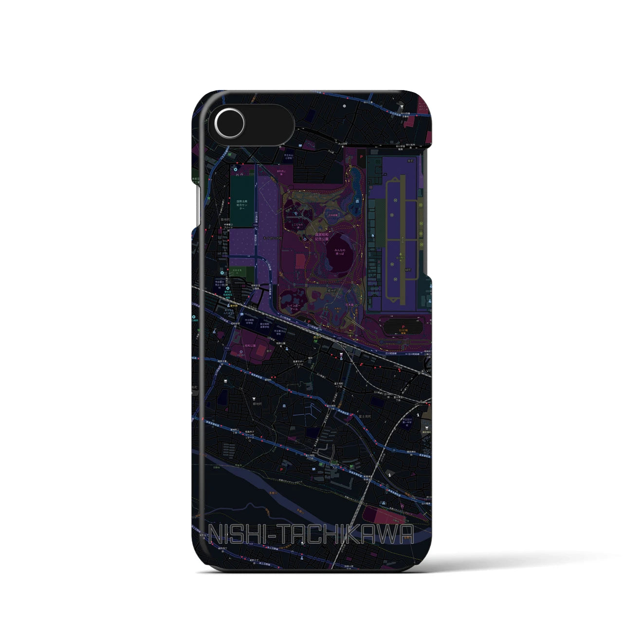 【西立川(東京都)】地図柄iPhoneケース(バックカバータイプ)