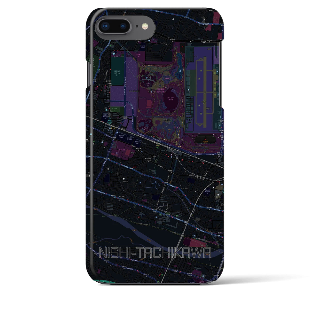 【西立川(東京都)】地図柄iPhoneケース(バックカバータイプ)