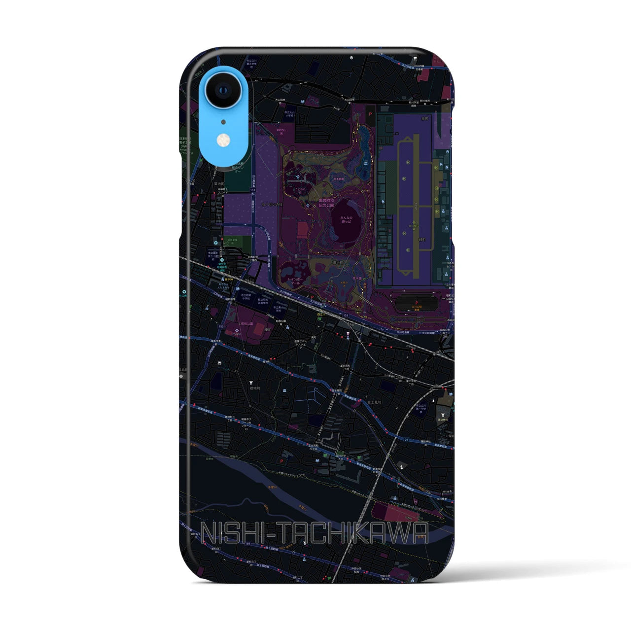 【西立川(東京都)】地図柄iPhoneケース(バックカバータイプ)