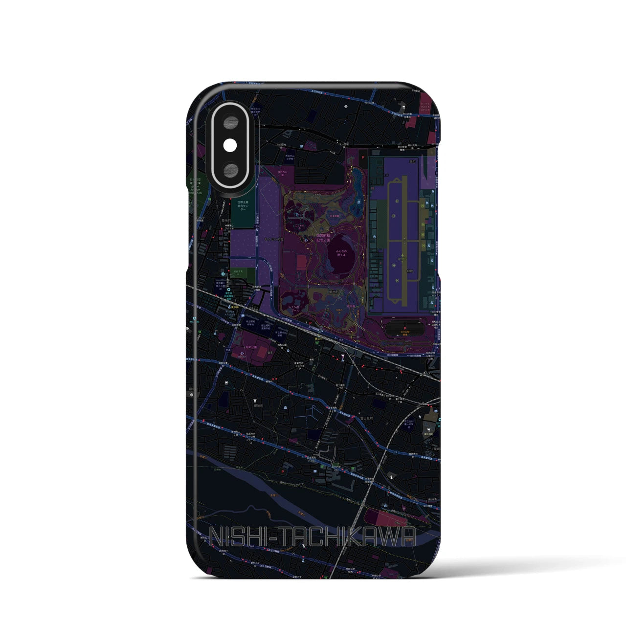 【西立川(東京都)】地図柄iPhoneケース(バックカバータイプ)