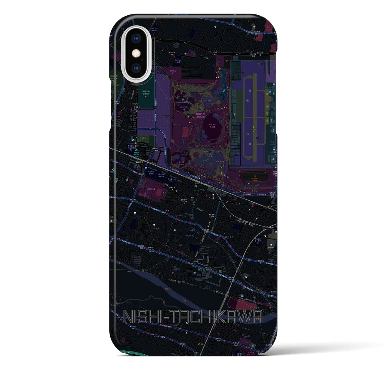 【西立川(東京都)】地図柄iPhoneケース(バックカバータイプ)