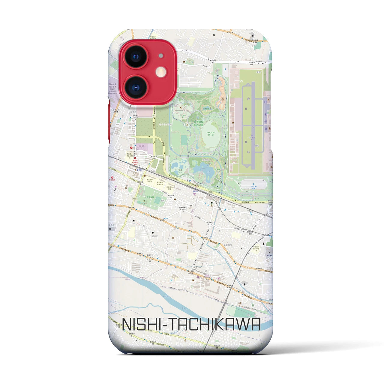 【西立川(東京都)】地図柄iPhoneケース(バックカバータイプ)