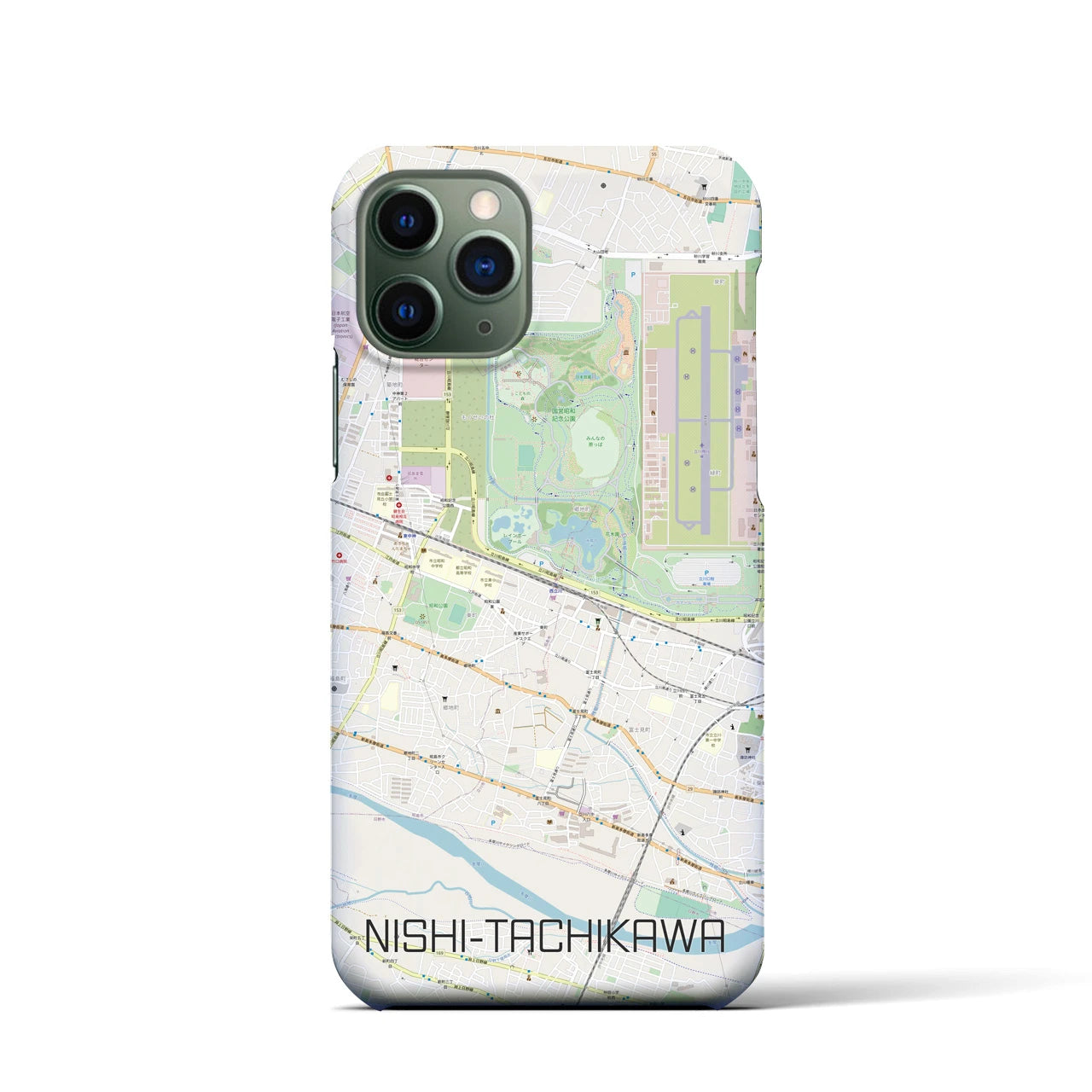 【西立川(東京都)】地図柄iPhoneケース(バックカバータイプ)
