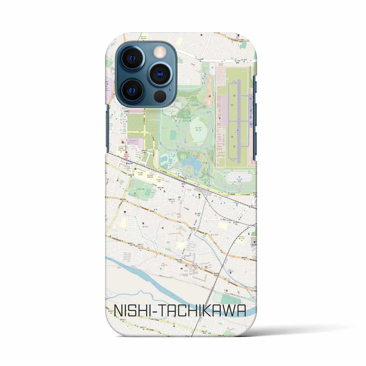 【西立川(東京都)】地図柄iPhoneケース(バックカバータイプ)