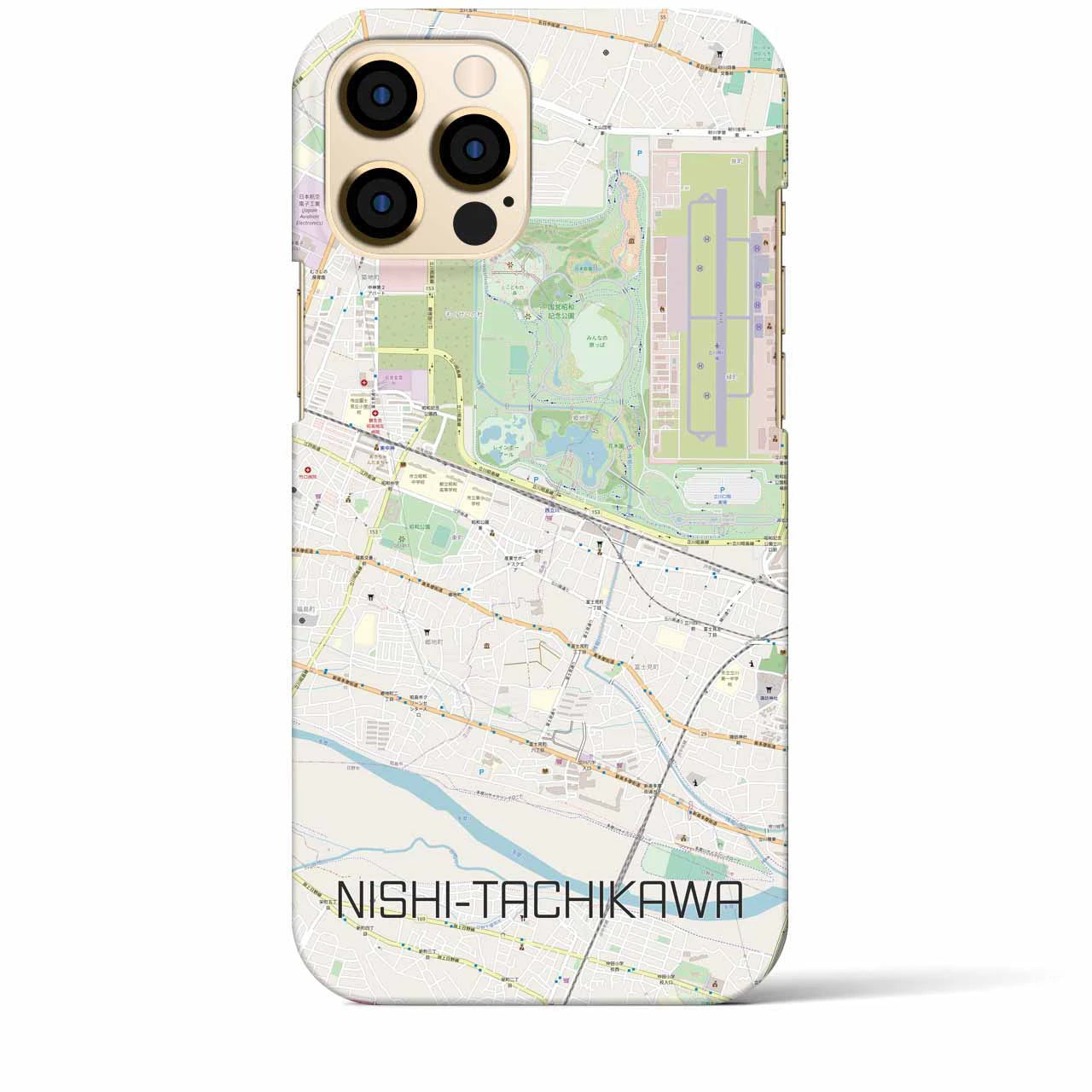 【西立川(東京都)】地図柄iPhoneケース(バックカバータイプ)