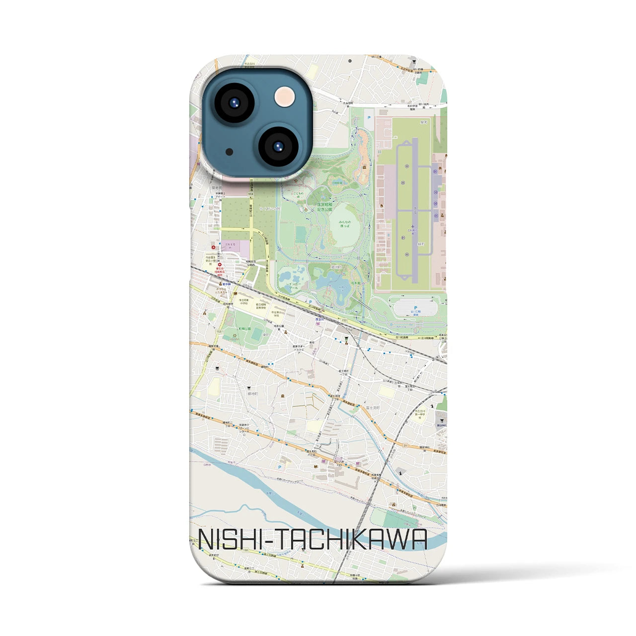 【西立川(東京都)】地図柄iPhoneケース(バックカバータイプ)