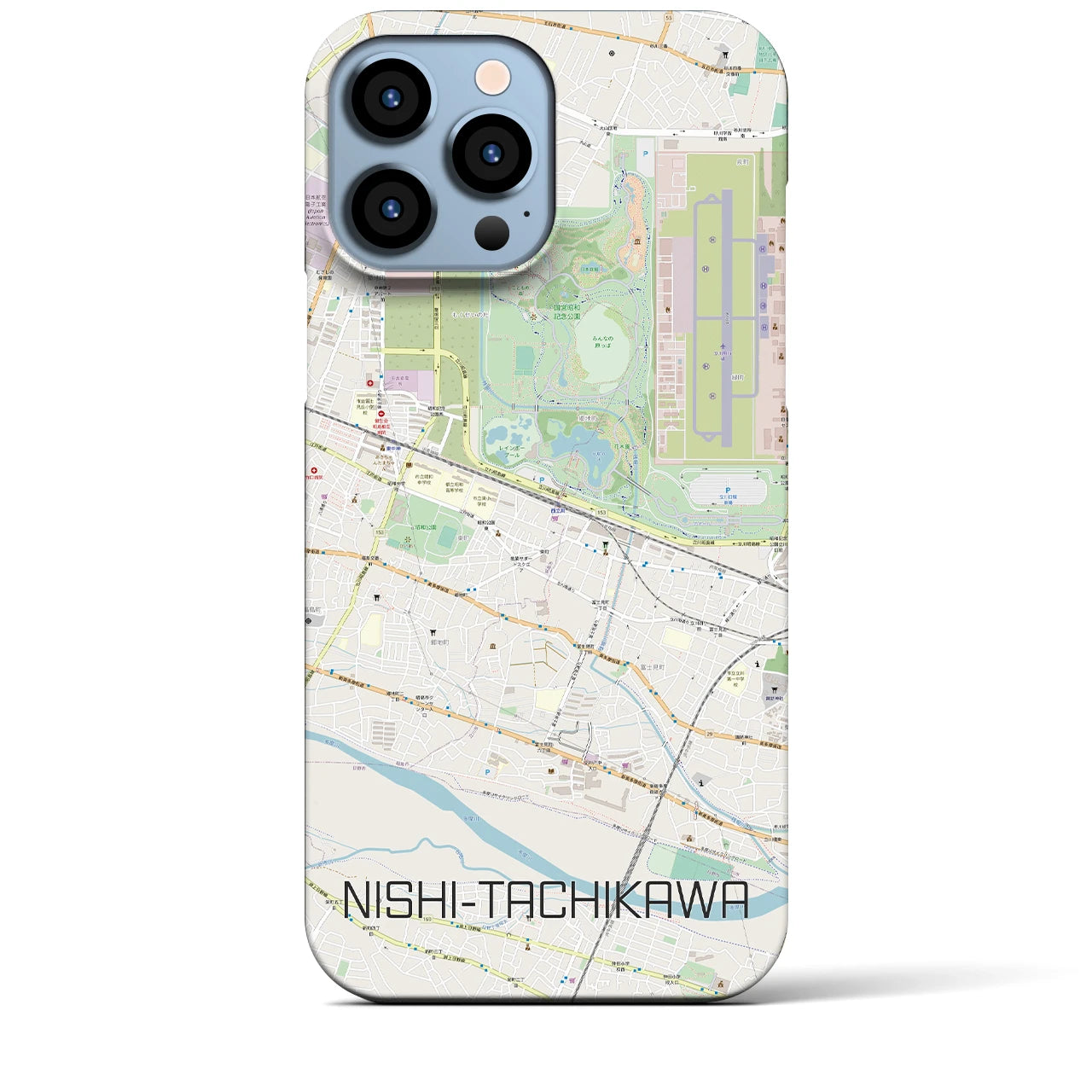 【西立川(東京都)】地図柄iPhoneケース(バックカバータイプ)
