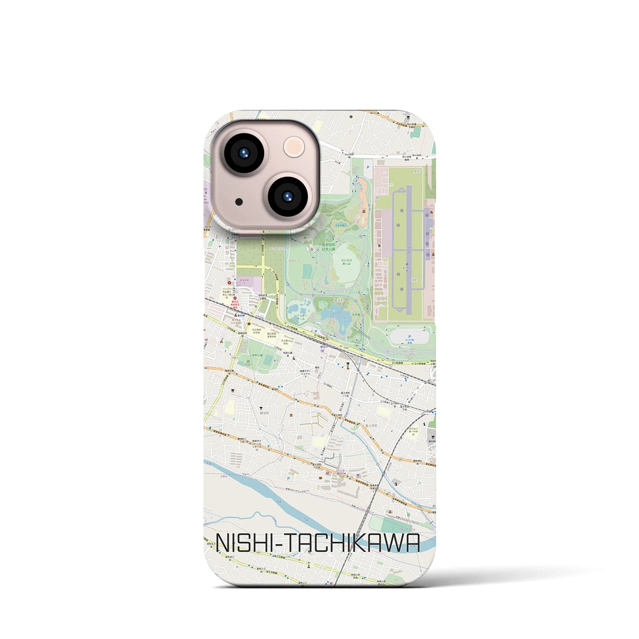 【西立川(東京都)】地図柄iPhoneケース(バックカバータイプ)