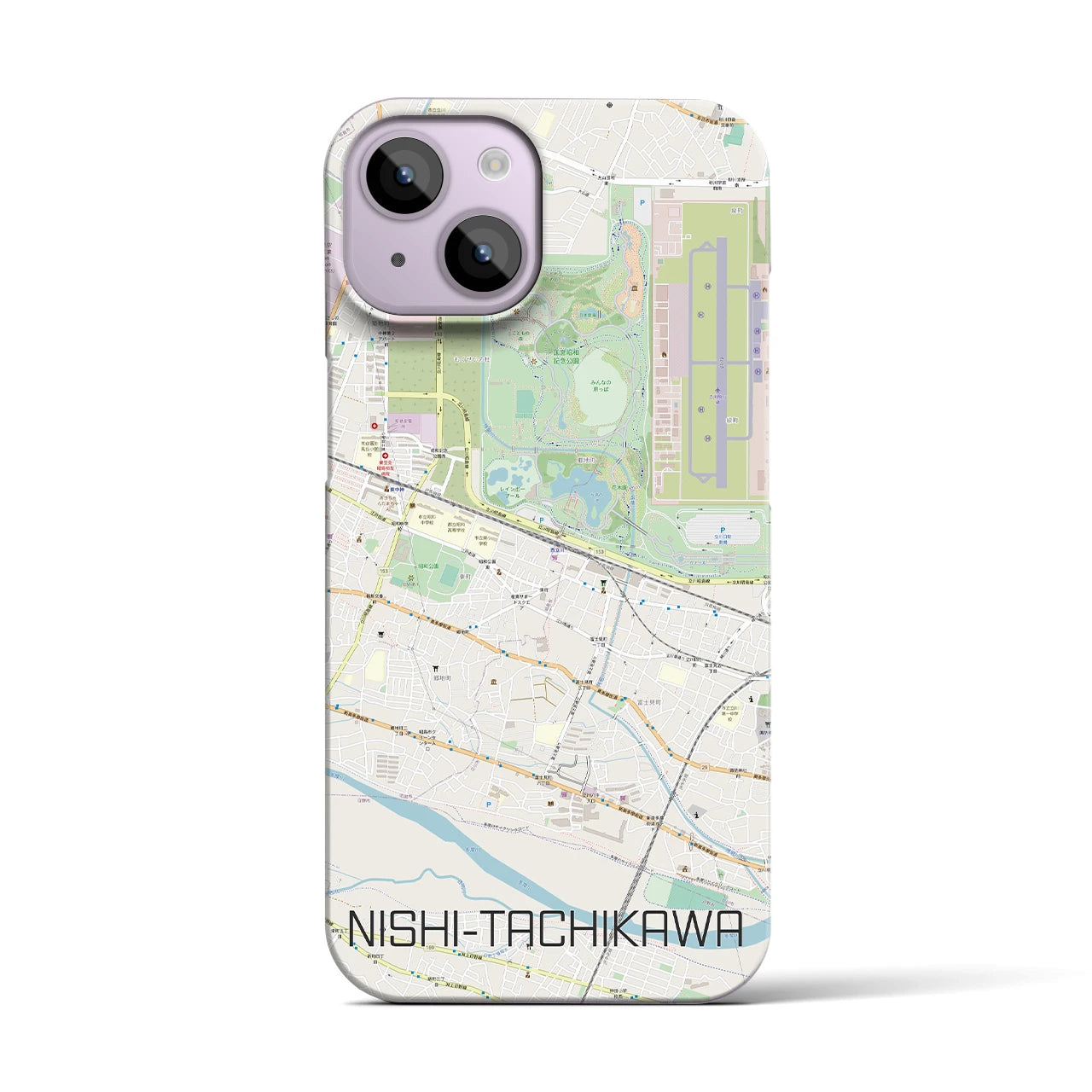 【西立川(東京都)】地図柄iPhoneケース(バックカバータイプ)
