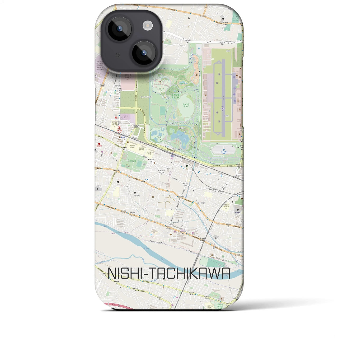 【西立川(東京都)】地図柄iPhoneケース(バックカバータイプ)