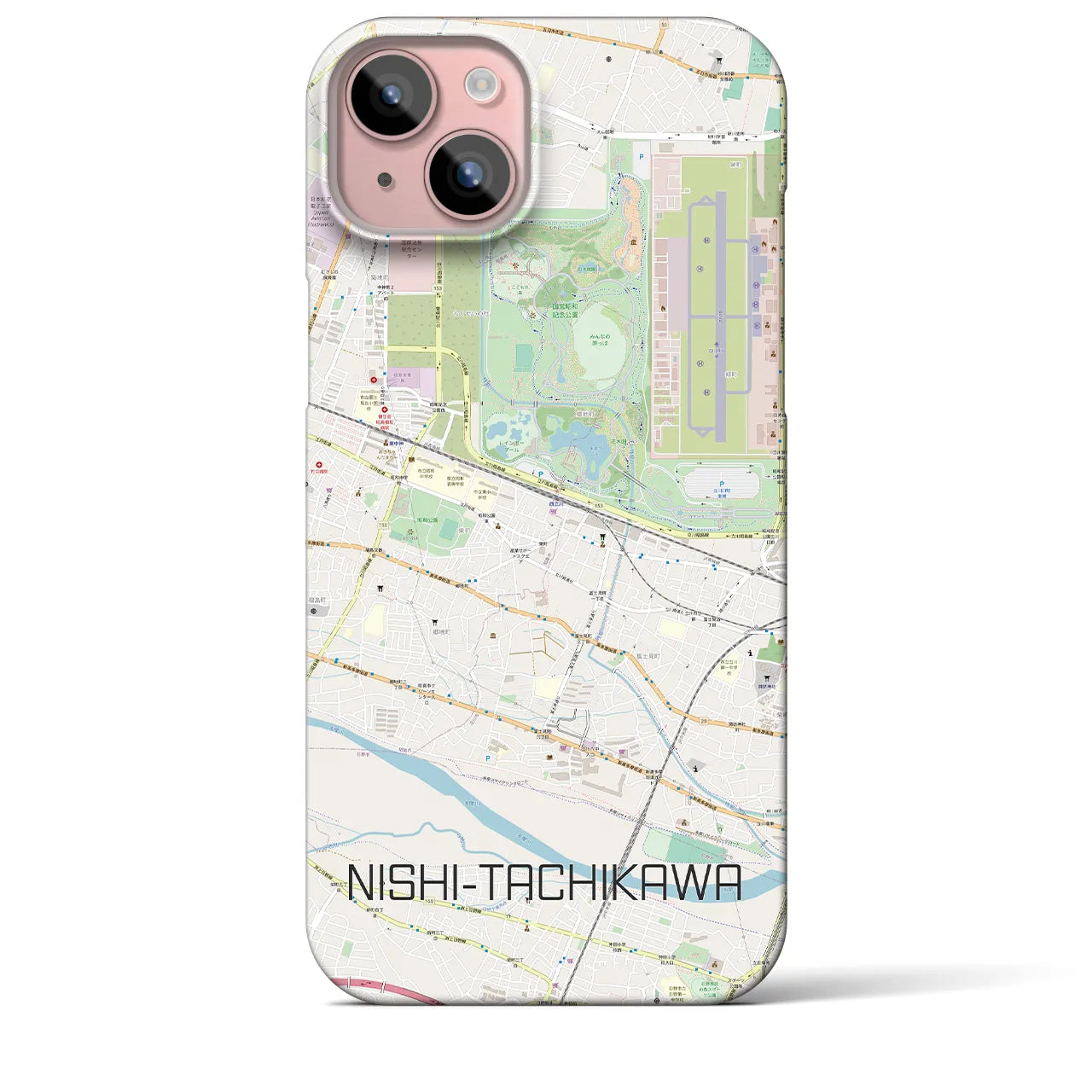 【西立川(東京都)】地図柄iPhoneケース(バックカバータイプ)