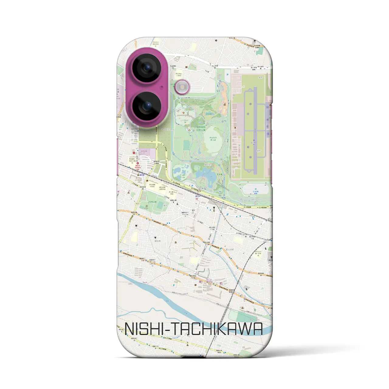 【西立川(東京都)】地図柄iPhoneケース(バックカバータイプ)