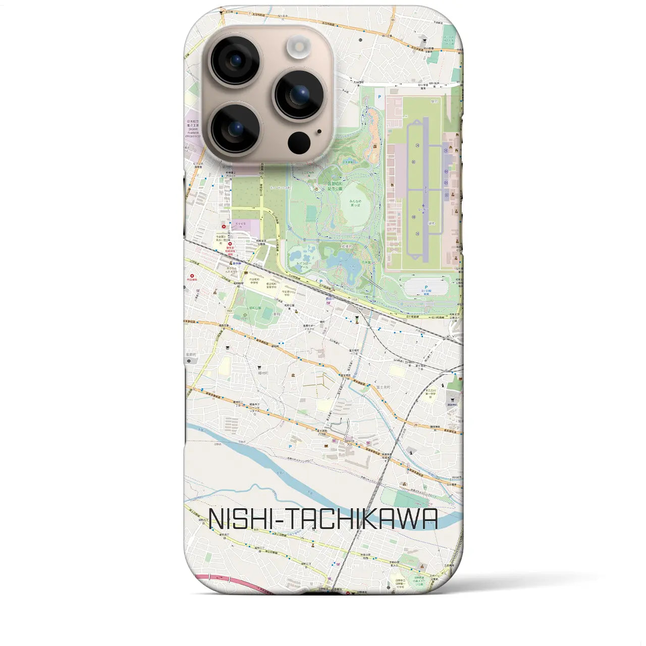 【西立川(東京都)】地図柄iPhoneケース(バックカバータイプ)