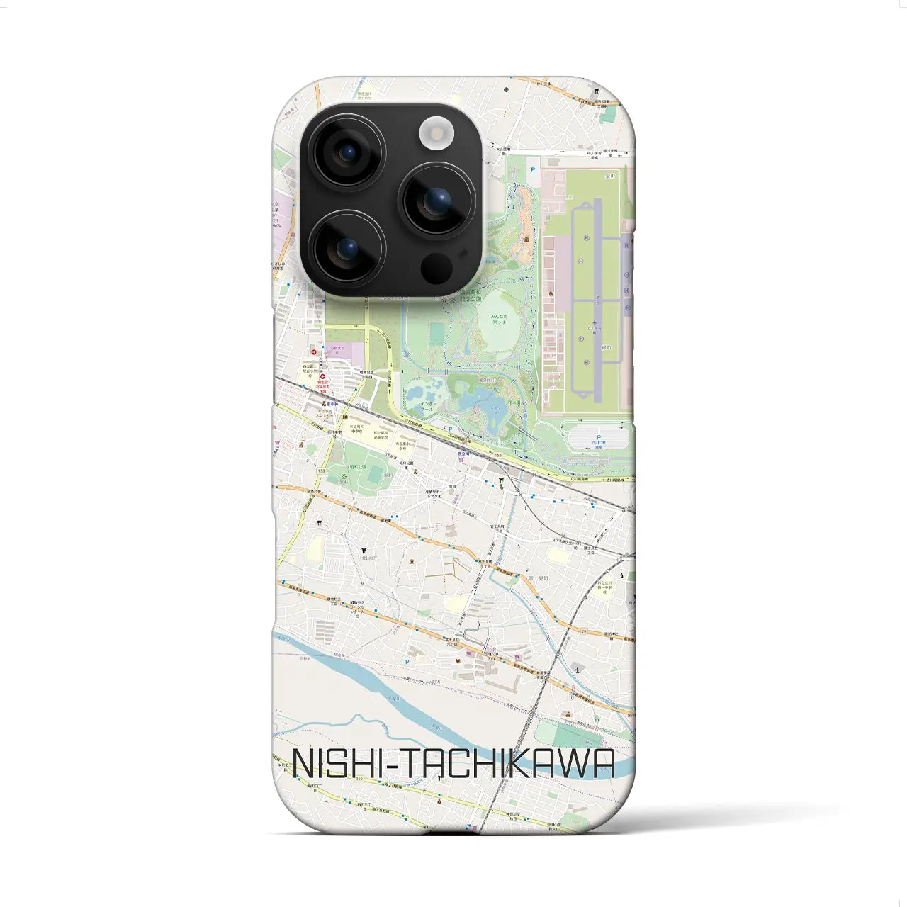 【西立川(東京都)】地図柄iPhoneケース(バックカバータイプ)
