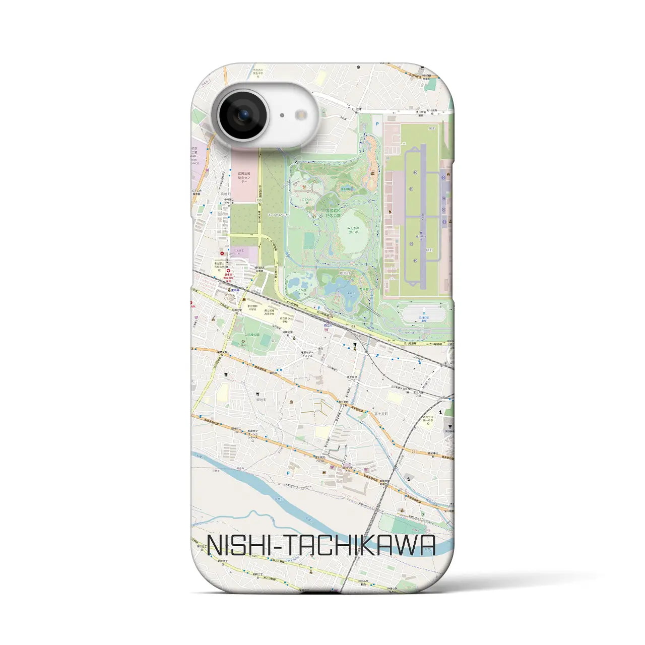 【西立川(東京都)】地図柄iPhoneケース(バックカバータイプ)