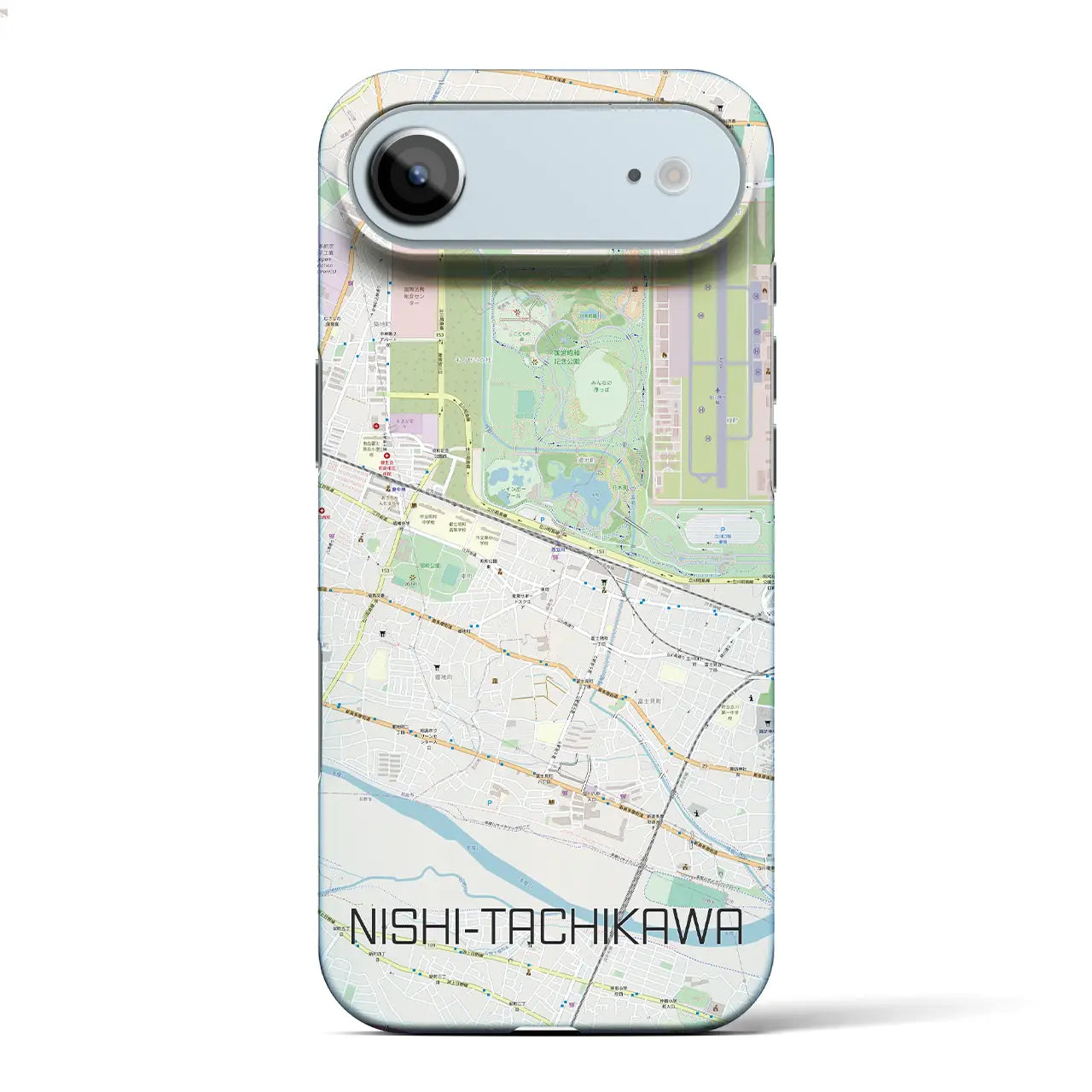 【西立川(東京都)】地図柄iPhoneケース(バックカバータイプ)