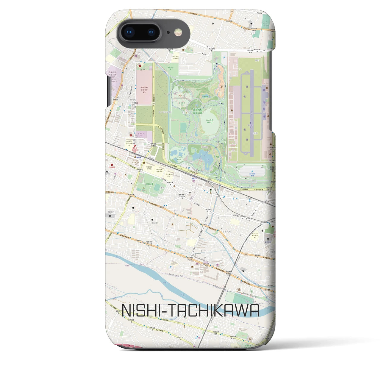 【西立川(東京都)】地図柄iPhoneケース(バックカバータイプ)