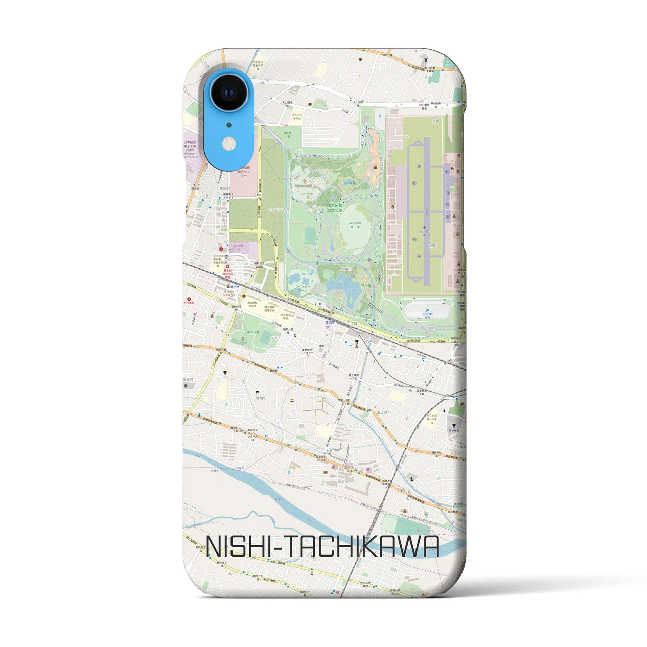 【西立川(東京都)】地図柄iPhoneケース(バックカバータイプ)