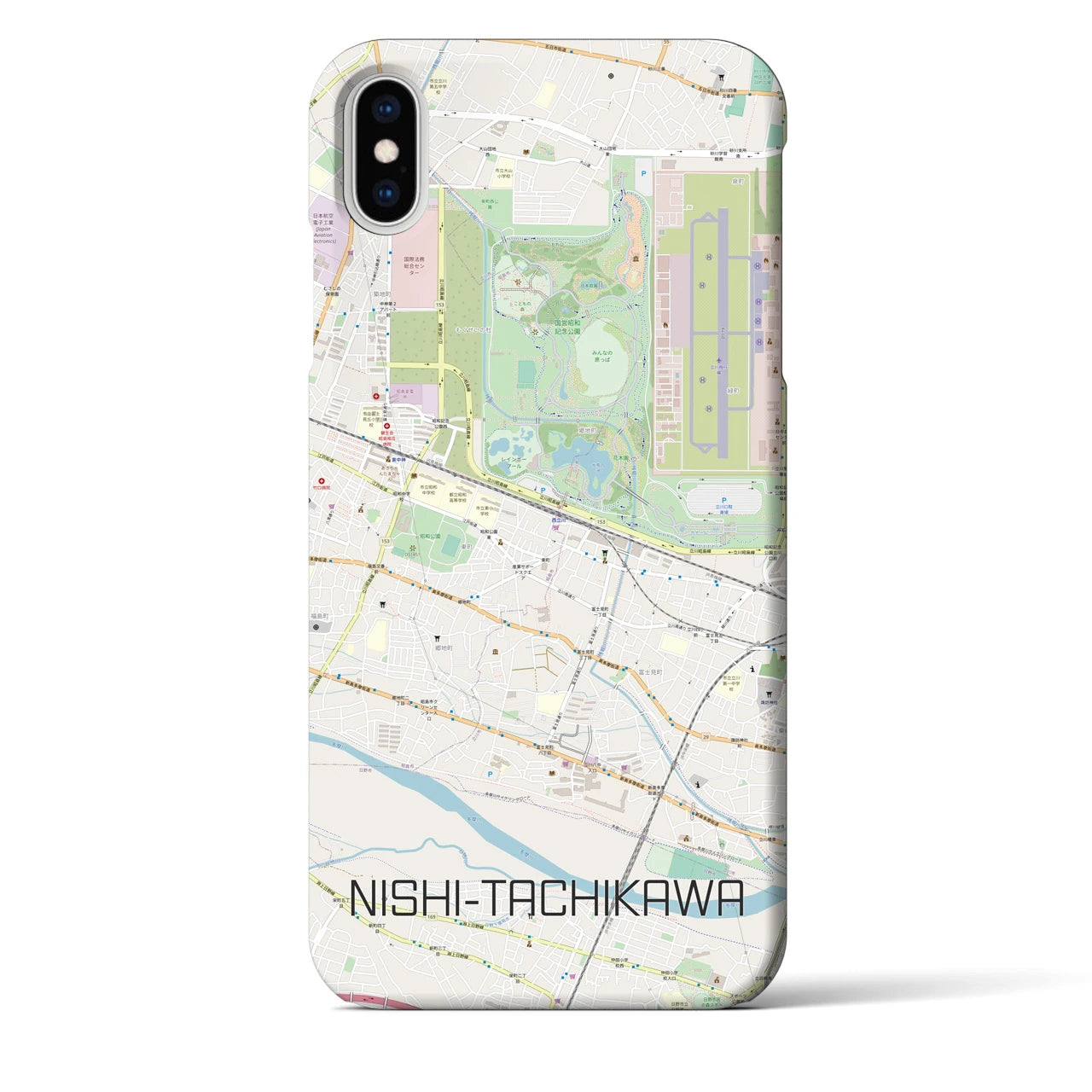 【西立川(東京都)】地図柄iPhoneケース(バックカバータイプ)