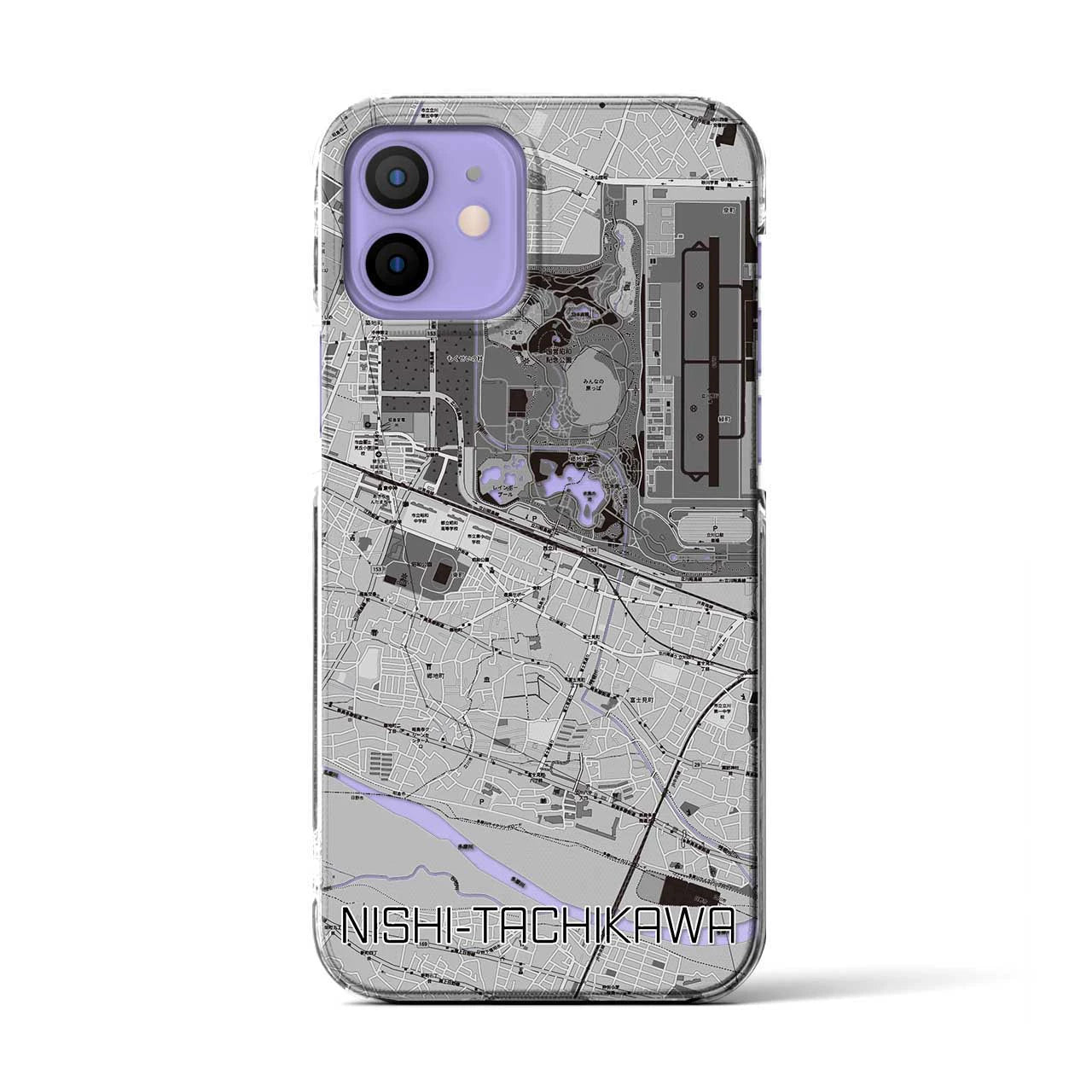 【西立川(東京都)】地図柄iPhoneケース(クリアタイプ)