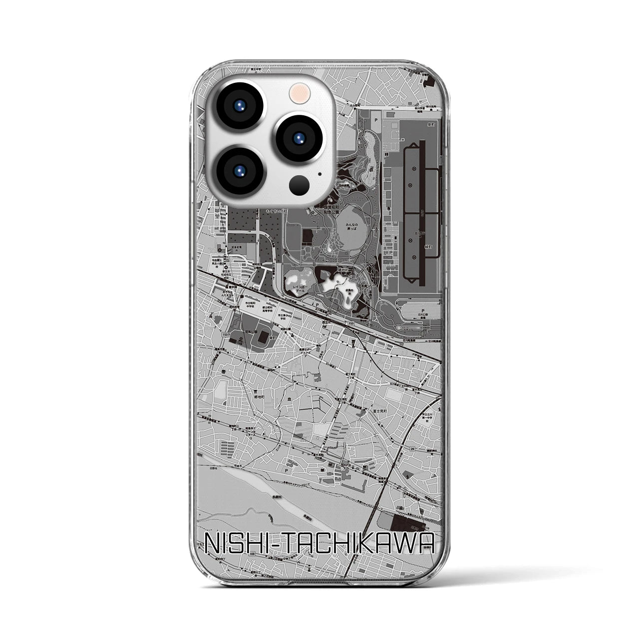 【西立川(東京都)】地図柄iPhoneケース(クリアタイプ)