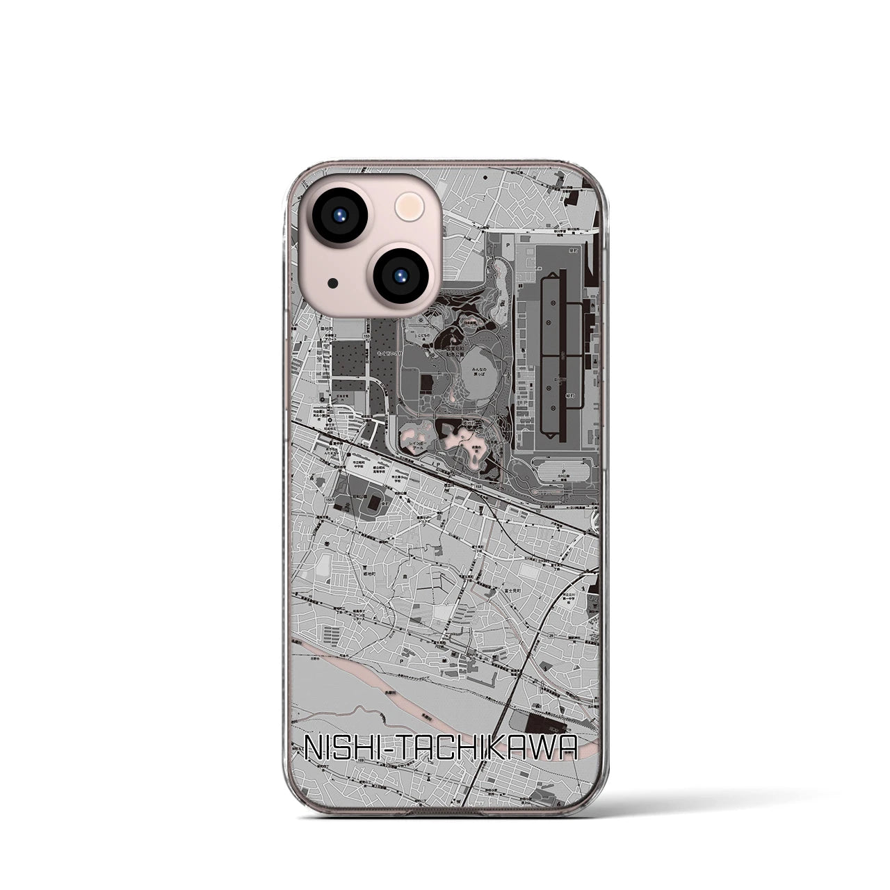 【西立川(東京都)】地図柄iPhoneケース(クリアタイプ)