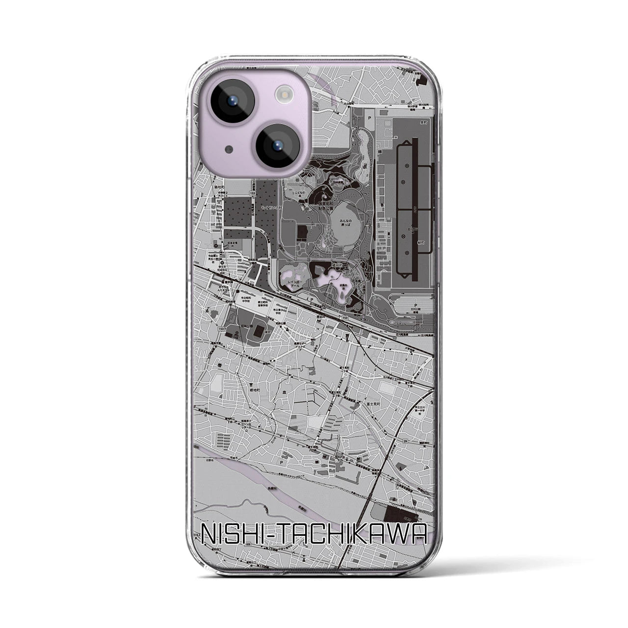 【西立川(東京都)】地図柄iPhoneケース(クリアタイプ)
