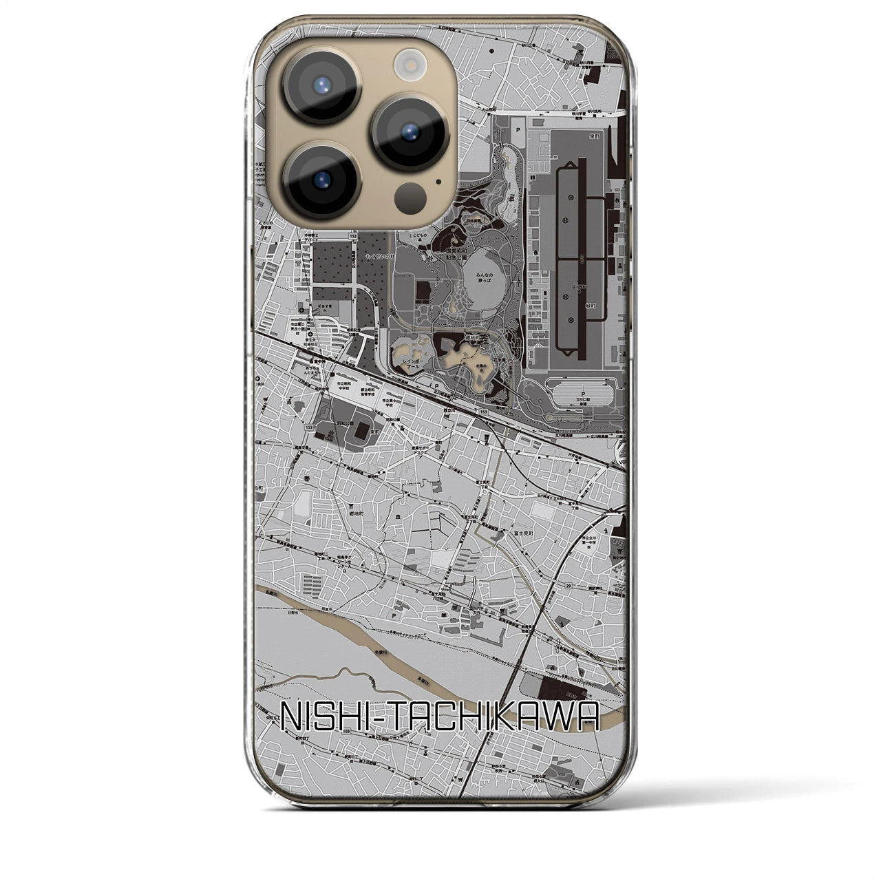 【西立川(東京都)】地図柄iPhoneケース(クリアタイプ)