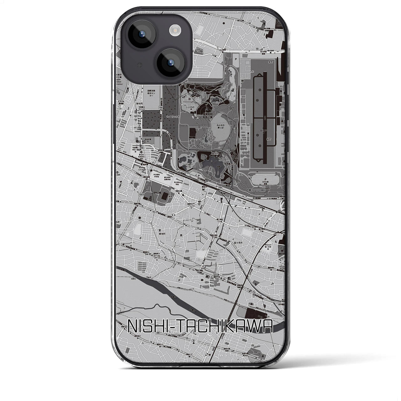 【西立川(東京都)】地図柄iPhoneケース(クリアタイプ)