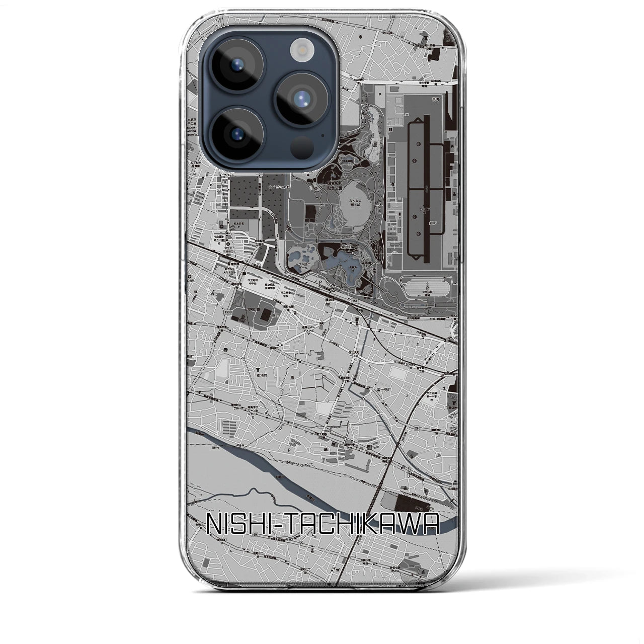 【西立川(東京都)】地図柄iPhoneケース(クリアタイプ)