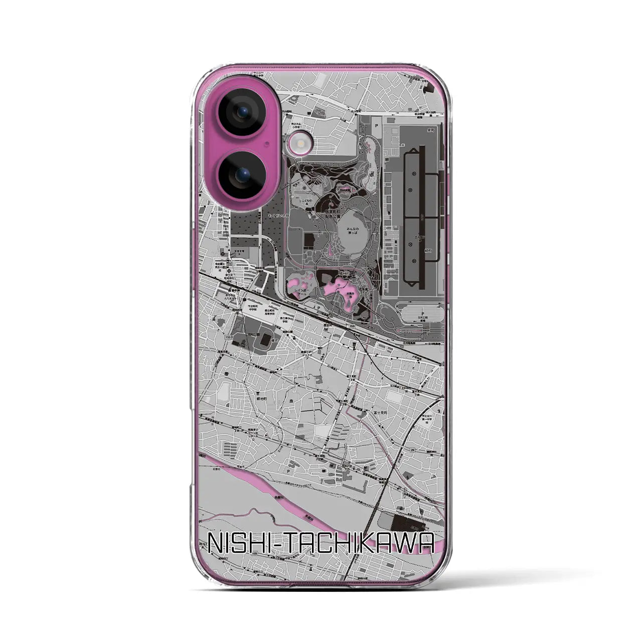 【西立川(東京都)】地図柄iPhoneケース(クリアタイプ)