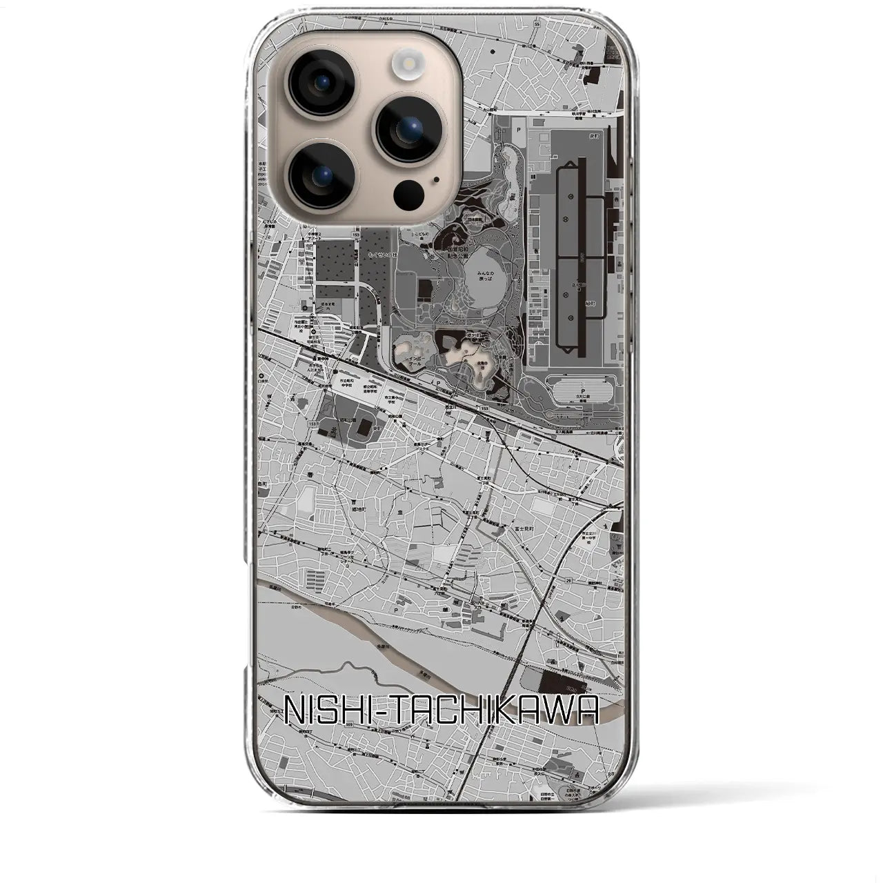 【西立川(東京都)】地図柄iPhoneケース(クリアタイプ)