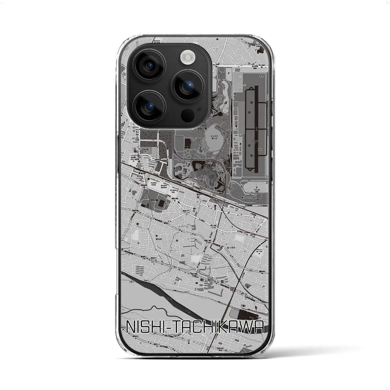 【西立川(東京都)】地図柄iPhoneケース(クリアタイプ)