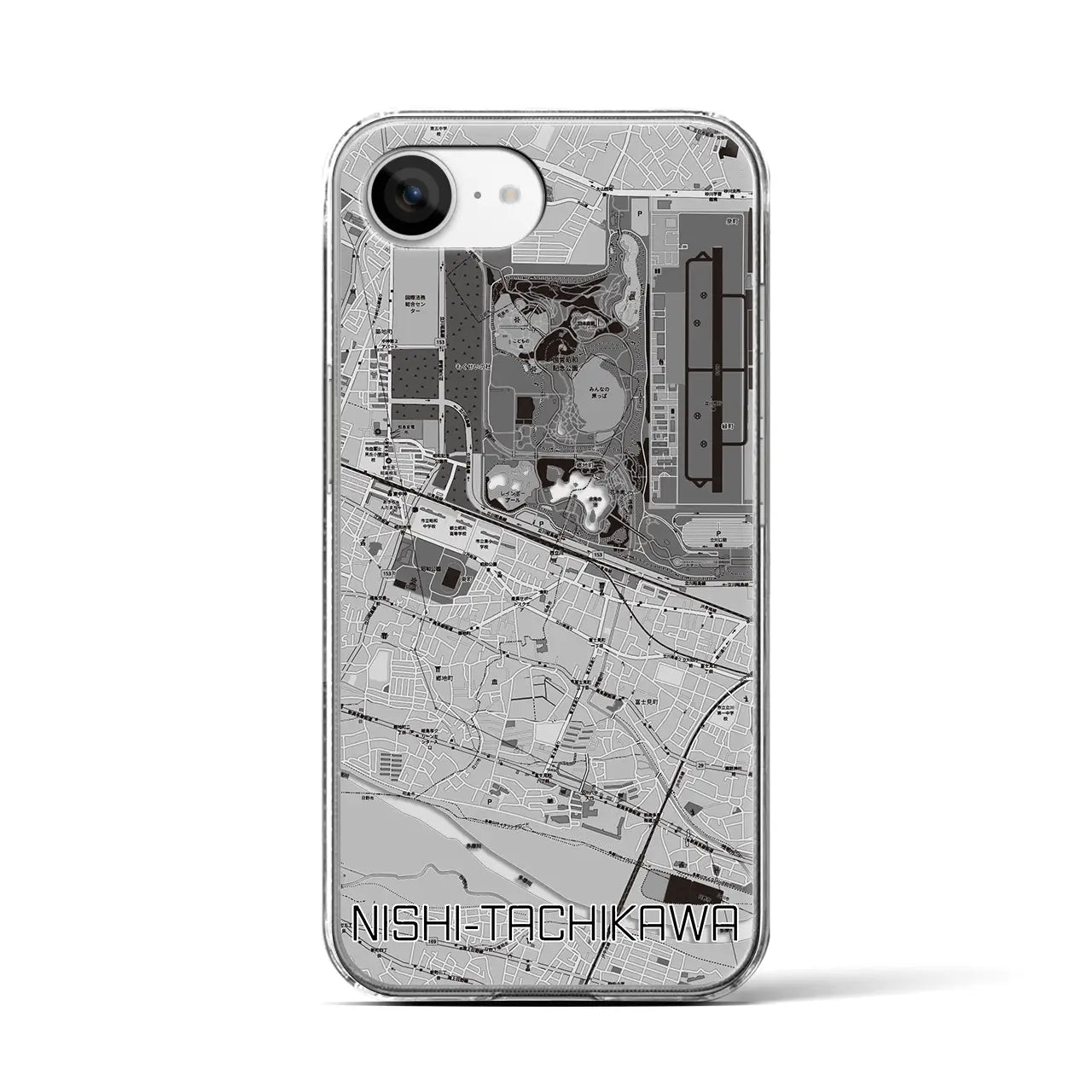 【西立川(東京都)】地図柄iPhoneケース(クリアタイプ)