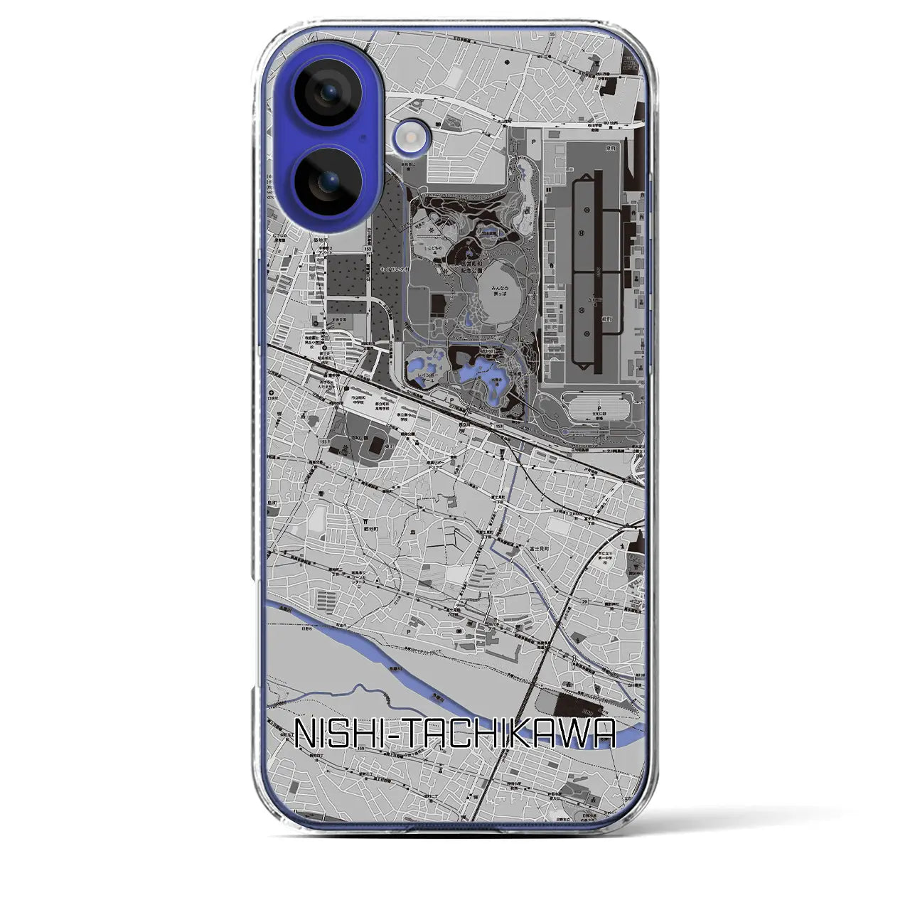 【西立川(東京都)】地図柄iPhoneケース(クリアタイプ)