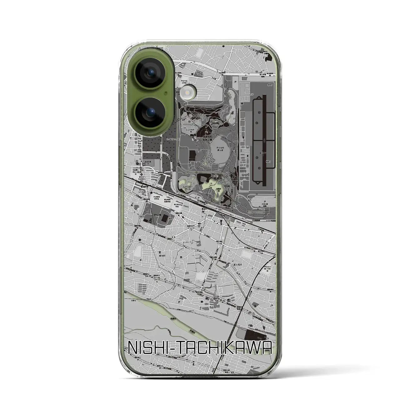 【西立川(東京都)】地図柄iPhoneケース(クリアタイプ)