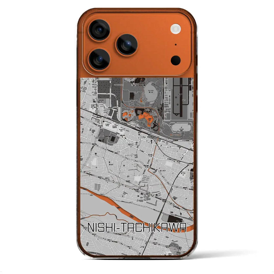 【西立川(東京都)】地図柄iPhoneケース(クリアタイプ)