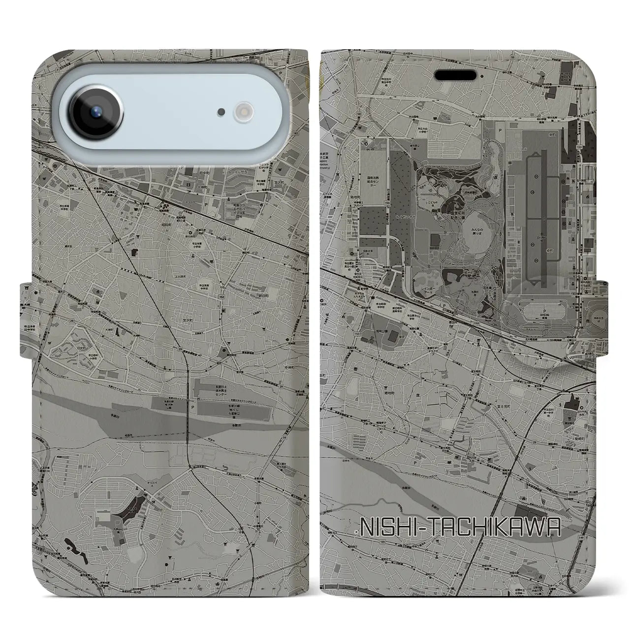 【西立川(東京都)】地図柄iPhoneケース(手帳タイプ)