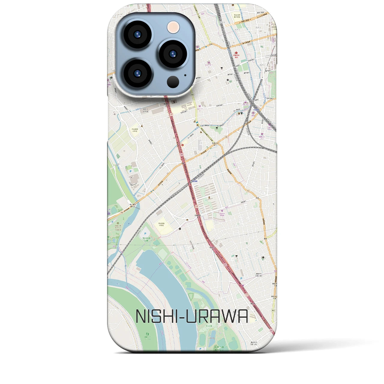 【西浦和(埼玉県)】地図柄iPhoneケース(バックカバータイプ)