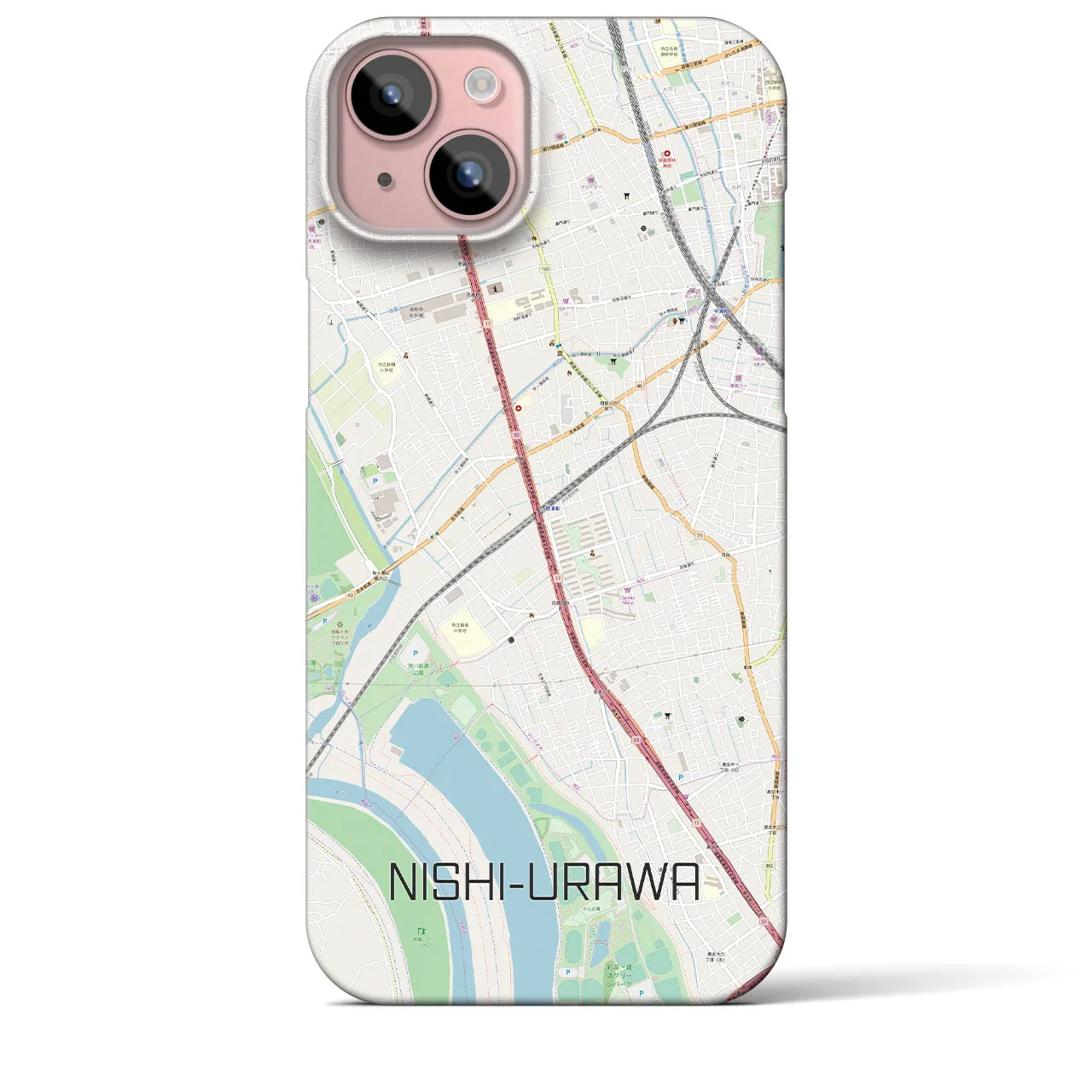【西浦和(埼玉県)】地図柄iPhoneケース(バックカバータイプ)