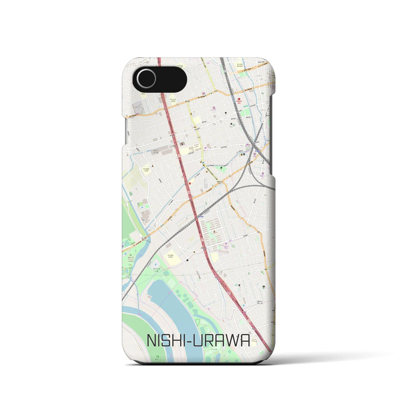 【西浦和(埼玉県)】地図柄iPhoneケース(バックカバータイプ)