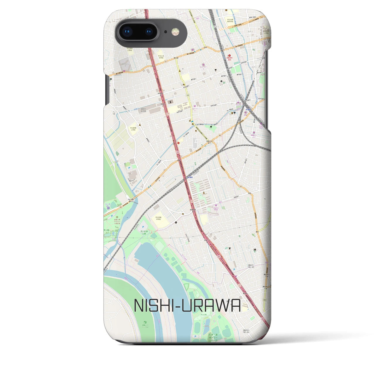 【西浦和(埼玉県)】地図柄iPhoneケース(バックカバータイプ)