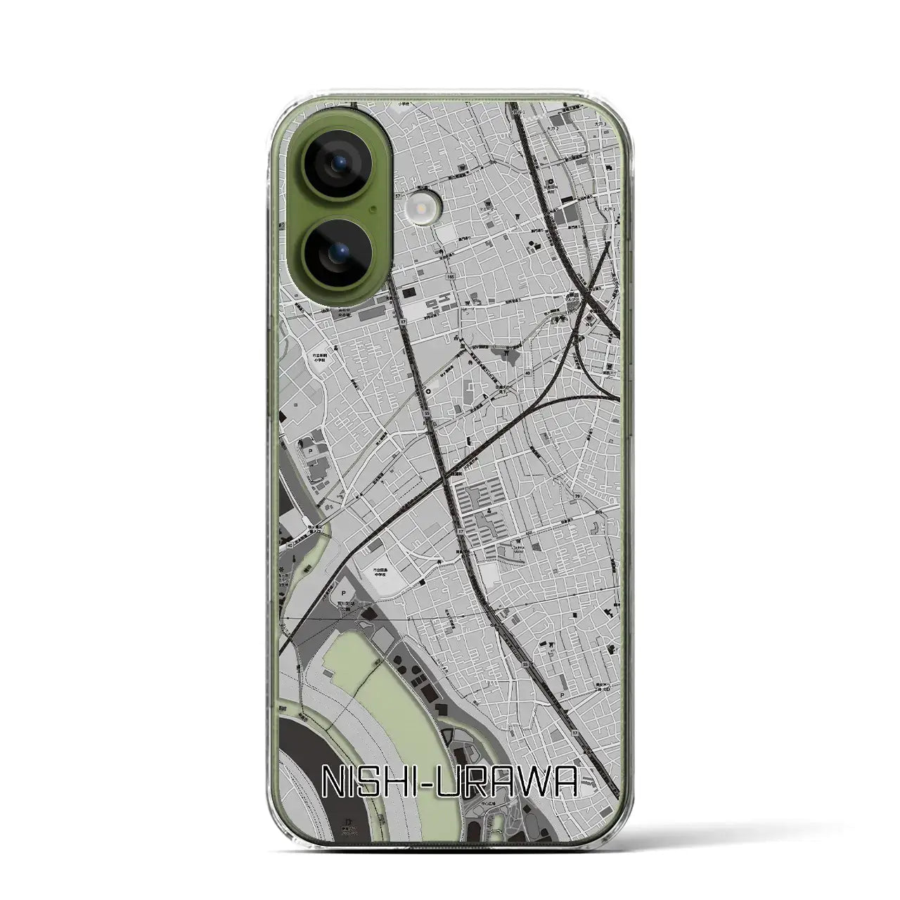 【西浦和(埼玉県)】地図柄iPhoneケース(クリアタイプ)モノトーン・iPhone 17 Pro Max 用