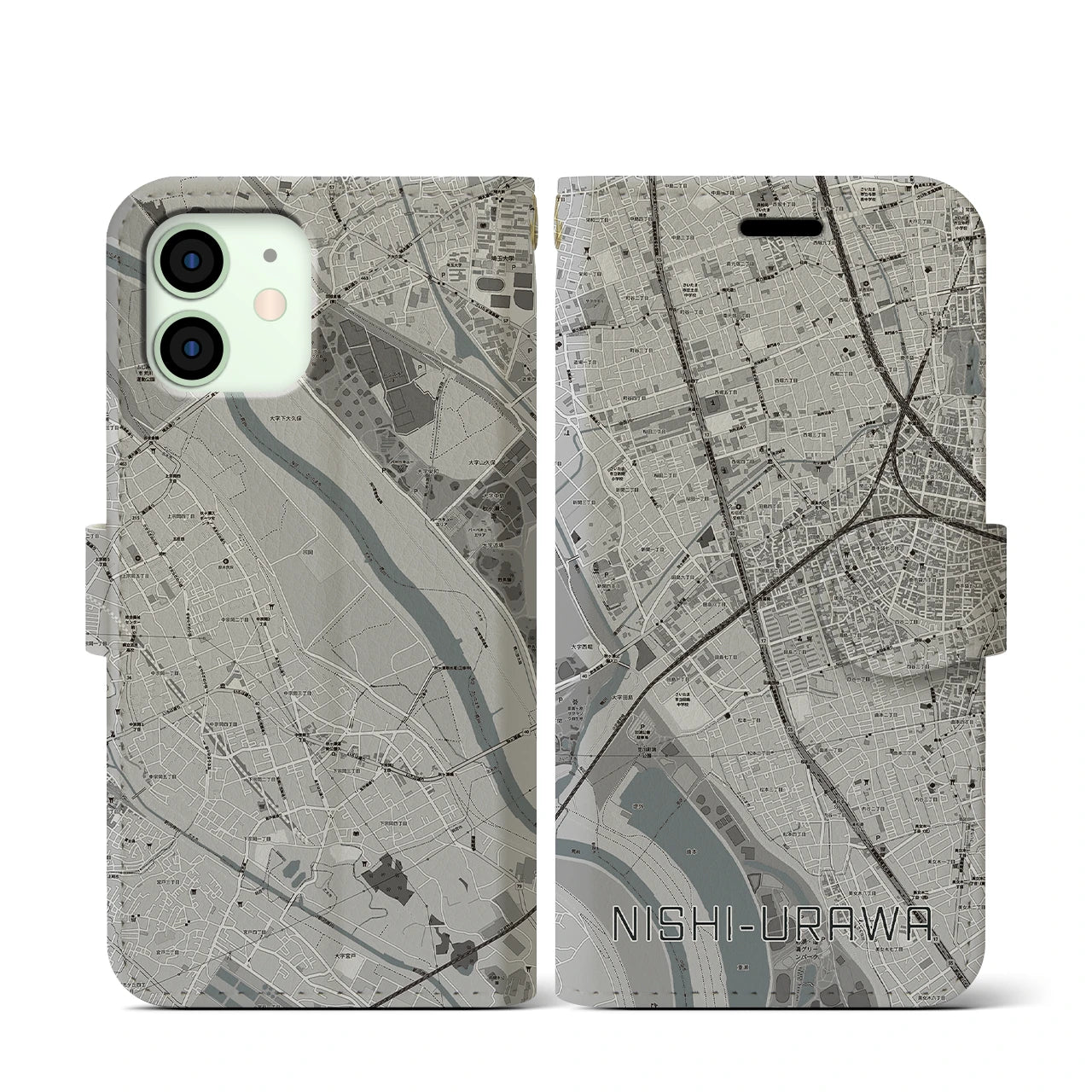 【西浦和(埼玉県)】地図柄iPhoneケース(手帳タイプ)